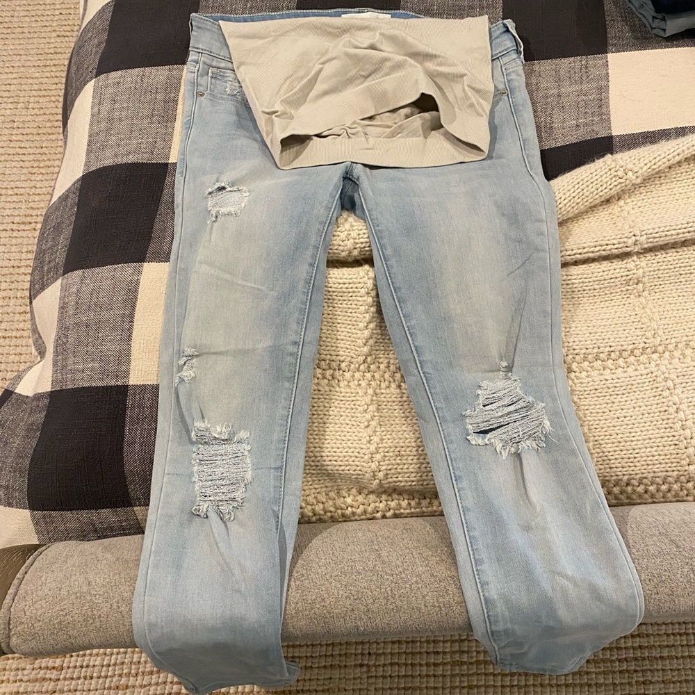 BLANQI Light Blue Distressed Skinny Maternity Jeans